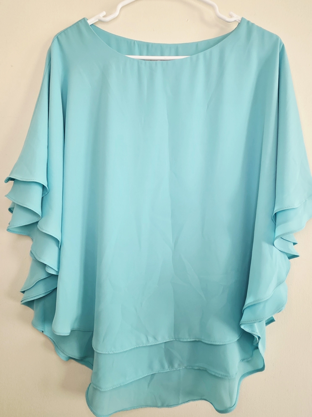 Joseph Ribkoff Aqua Tiered Ruffle Sleeve Blouse